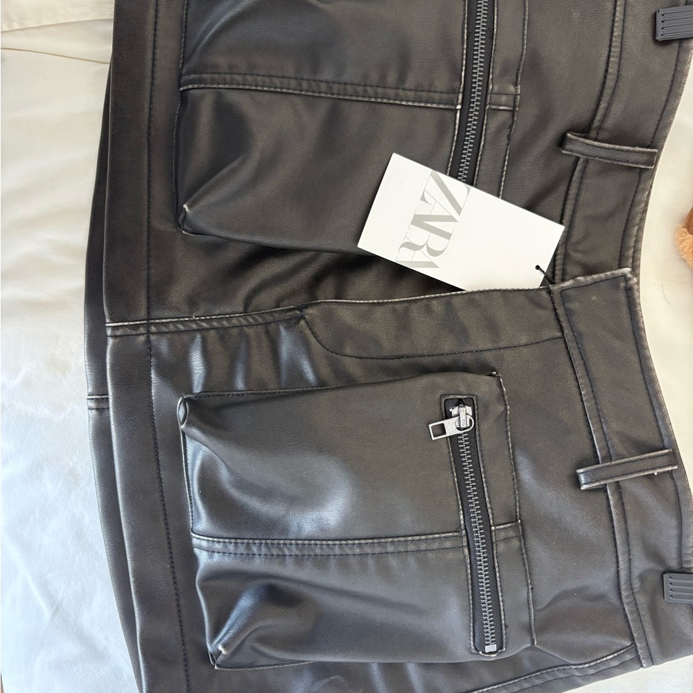 Zara Charcoal Midi Skirt with Zipper Pockets